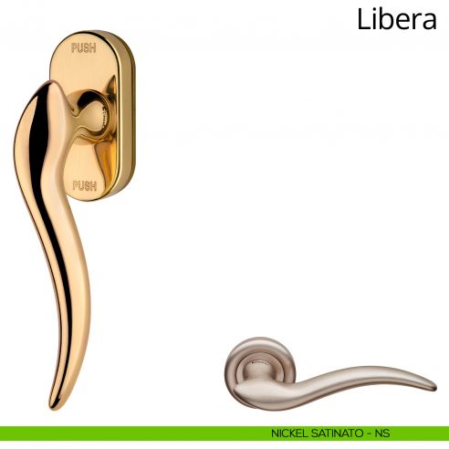 Maniglia per finestra martellina DK antintrusione Libera Linea Calì nickel satinato