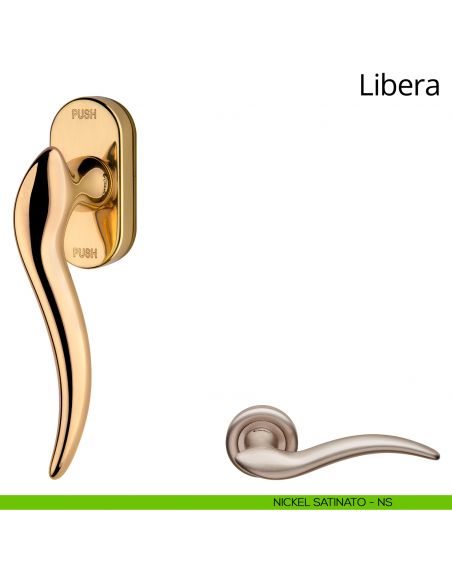 Maniglia per finestra martellina DK antintrusione Libera Linea Calì nickel satinato