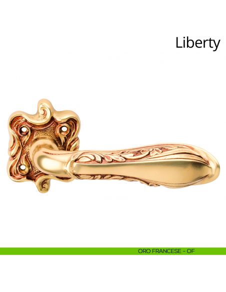 Maniglia per porta interna Liberty Linea Calì con rosetta artistica oro francese