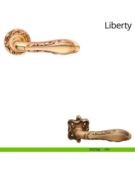 Maniglia per porta interna Liberty Linea Calì con rosetta tonda patinè