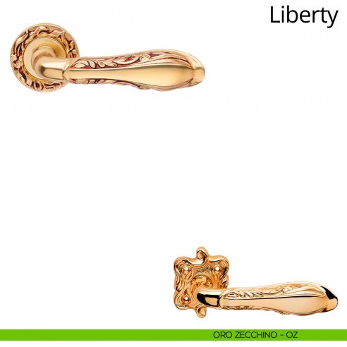 Maniglia per porta interna Liberty Linea Calì con rosetta tonda oro zecchino