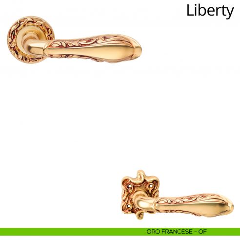 Maniglia per porta interna Liberty Linea Calì con rosetta tonda oro francese