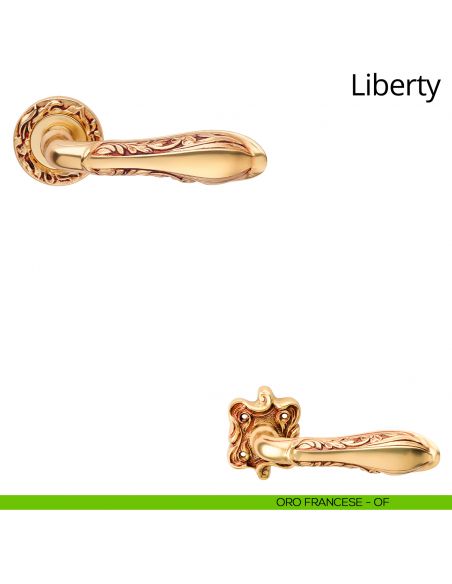 Maniglia per porta interna Liberty Linea Calì con rosetta tonda oro francese