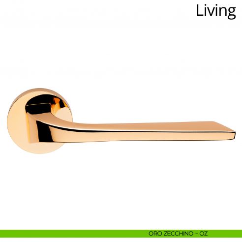 Maniglia per porta interna Living Linea Calì rosetta tonda tradizionale oro zecchino