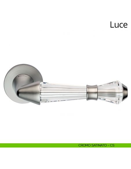 Maniglia con cristalli Swarovski per porta interna Luce Linea Calì rosetta tradizionale cromo satinato
