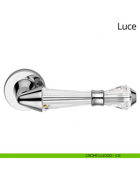 Maniglia con cristalli Swarovski per porta interna Luce Linea Calì rosetta bassa cromo lucido