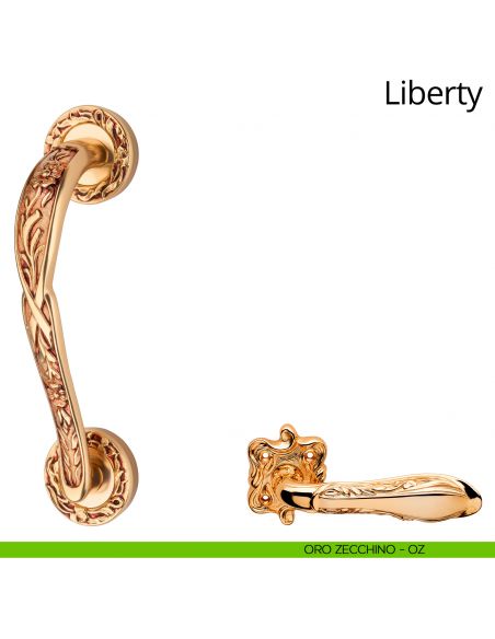 Maniglione per porta Liberty Linea Calì con rosette oro zecchino