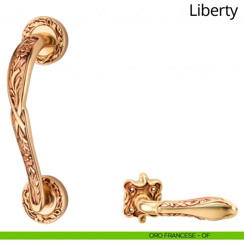Maniglione per porta Liberty Linea Calì con rosette oro francese