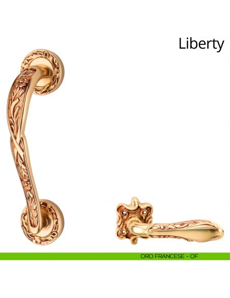 Maniglione per porta Liberty Linea Calì con rosette oro francese