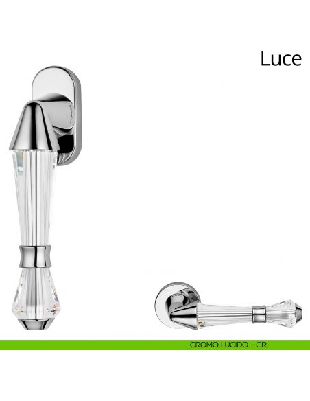 Maniglia con cristalli Swarovski per finestra martellina DK Luce Linea Calì cromo lucido