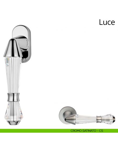 Maniglia con cristalli Swarovski per finestra martellina DK Luce Linea Calì cromo satinato