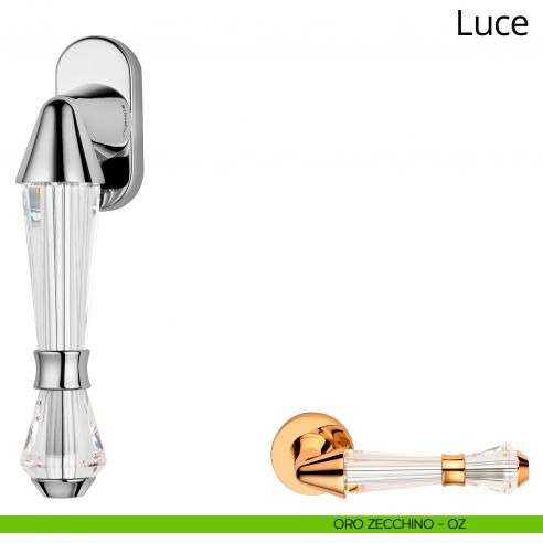 Maniglia con cristalli Swarovski per finestra martellina DK Luce Linea Calì oro zecchino