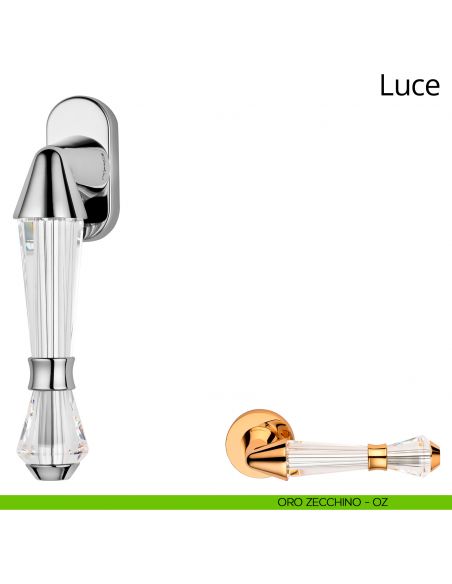 Maniglia con cristalli Swarovski per finestra martellina DK Luce Linea Calì oro zecchino