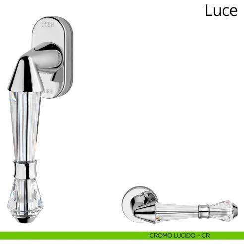 Maniglia con cristalli Swarovski per finestra martellina DK antintrusione Luce Linea Calì cromo lucido