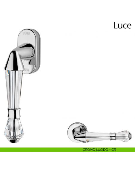 Maniglia con cristalli Swarovski per finestra martellina DK antintrusione Luce Linea Calì cromo lucido