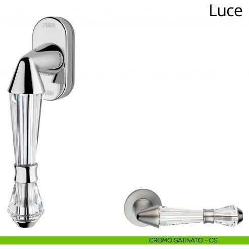 Maniglia con cristalli Swarovski per finestra martellina DK antintrusione Luce Linea Calì cromo satinato