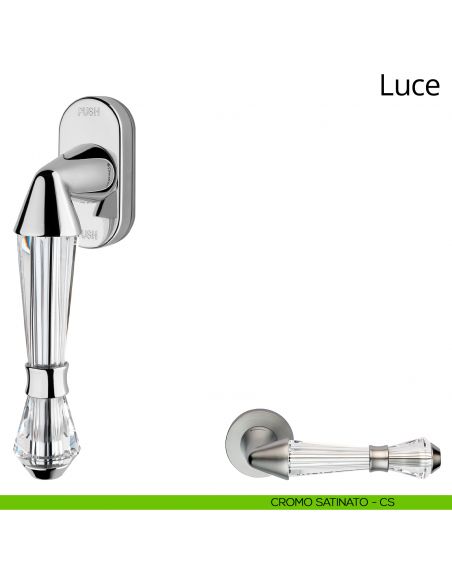 Maniglia con cristalli Swarovski per finestra martellina DK antintrusione Luce Linea Calì cromo satinato