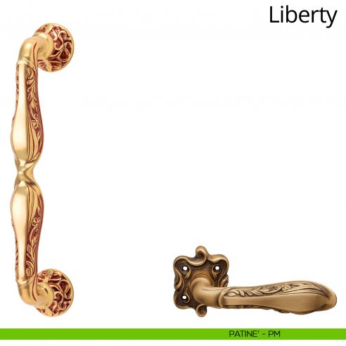 Maniglione dritto per porta Liberty Linea Calì con rosette tonde patinè