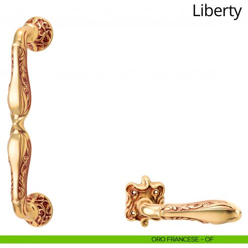 Maniglione dritto per porta Liberty Linea Calì con rosette tonde oro francese