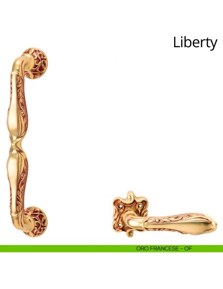 Maniglione dritto per porta Liberty Linea Calì con rosette tonde oro francese