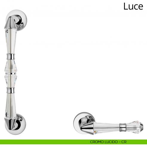 Maniglione per porta dritto con cristalli Swarovski Luce Linea Calì cromo lucido