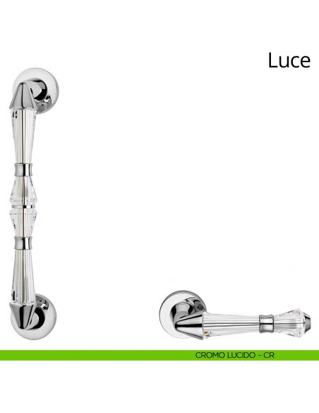 Maniglione per porta dritto con cristalli Swarovski Luce Linea Calì cromo lucido