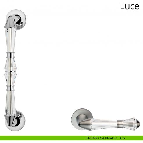 Maniglione per porta dritto con cristalli Swarovski Luce Linea Calì cromo satinato