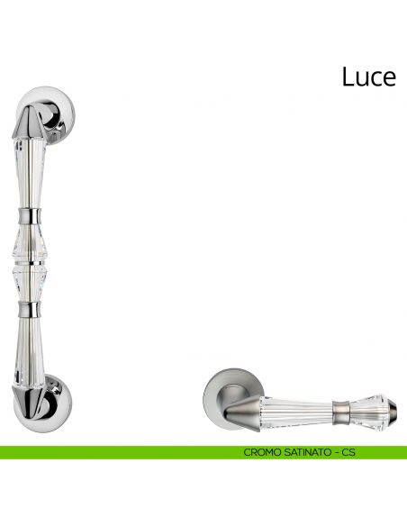 Maniglione per porta dritto con cristalli Swarovski Luce Linea Calì cromo satinato