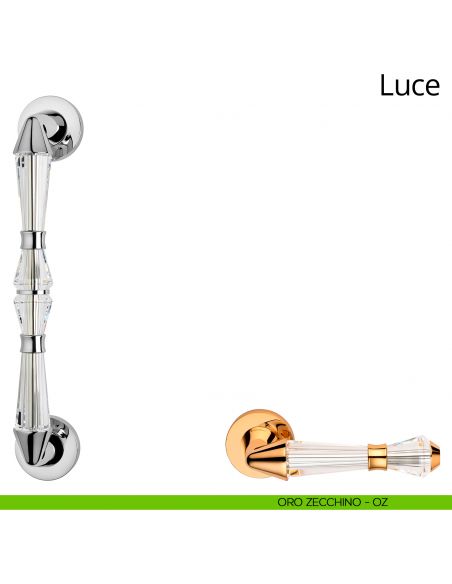 Maniglione per porta dritto con cristalli Swarovski Luce Linea Calì oro zecchino