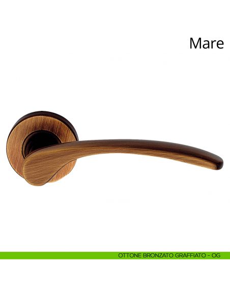 Maniglia per porta interna Mare Linea Calì ottone bronzato graffiato