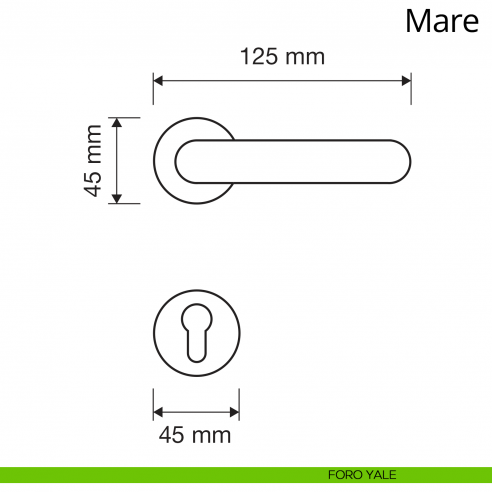 Maniglia per porta interna Mare Linea Calì foro yale
