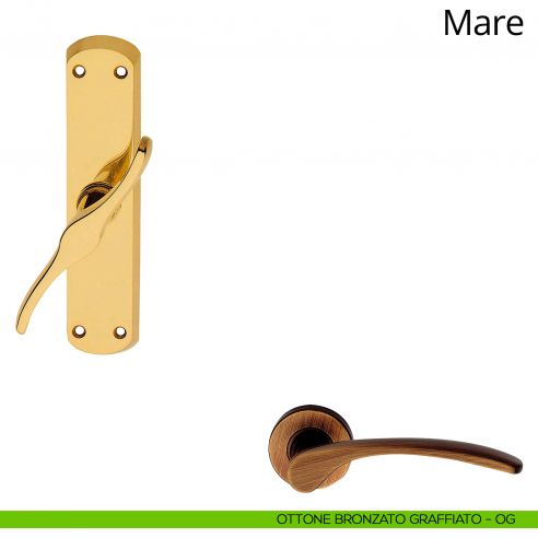Maniglia per finestra cremonese Mare Linea Calì ottone bronzato graffiato