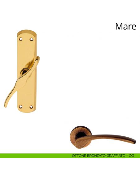 Maniglia per finestra cremonese Mare Linea Calì ottone bronzato graffiato