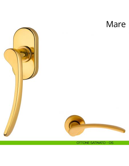 Maniglia per finestra martellina DK Mare Linea Calì ottone satinato