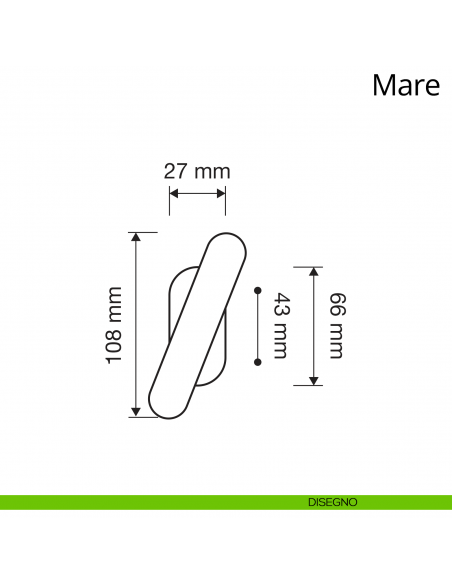 Maniglia per finestra martellina Mare Linea Calì disegno