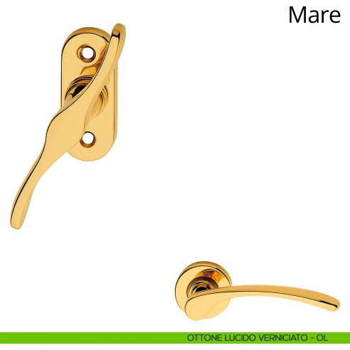 Maniglia per finestra martellina Mare Linea Calì ottone lucido verniciato