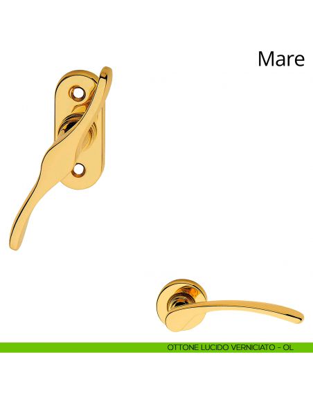Maniglia per finestra martellina Mare Linea Calì ottone lucido verniciato