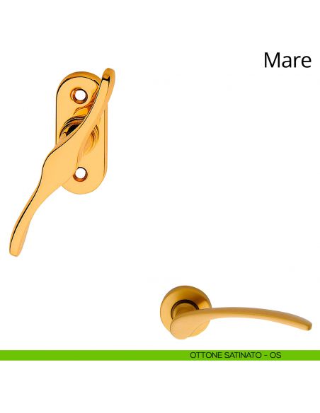 Maniglia per finestra martellina Mare Linea Calì ottone satinato