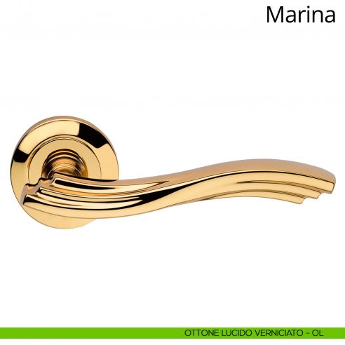 Maniglia per porta interna Marina Linea Calì ottone lucido verniciato