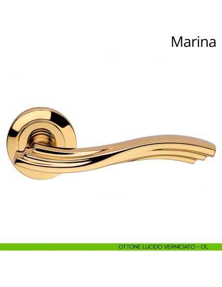 Maniglia per porta interna Marina Linea Calì ottone lucido verniciato