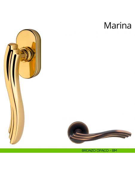Maniglia per finestra martellina DK Marina Linea Calì bronzo opaco