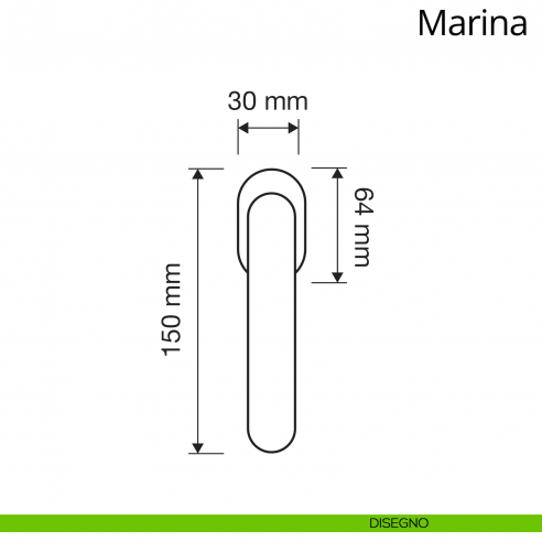 Maniglia per finestra martellina DK Marina Linea Calì disegno