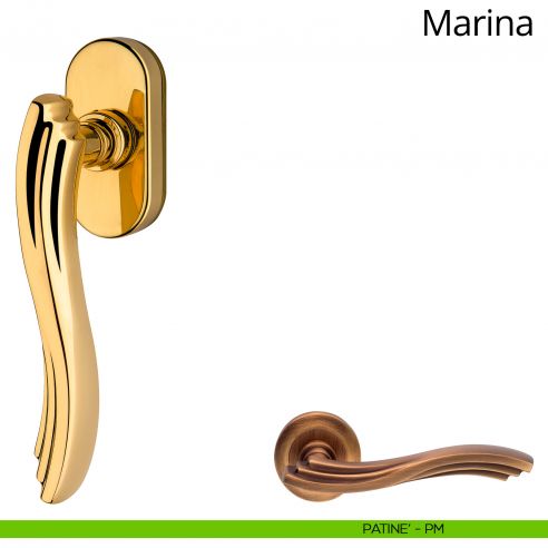 Maniglia per finestra martellina DK Marina Linea Calì patinè