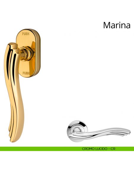 Maniglia per finestra martellina DK antintrusione Marina Linea Calì cromo lucido