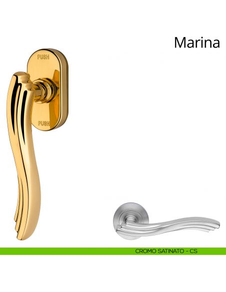 Maniglia per finestra martellina DK antintrusione Marina Linea Calì cromo satinato