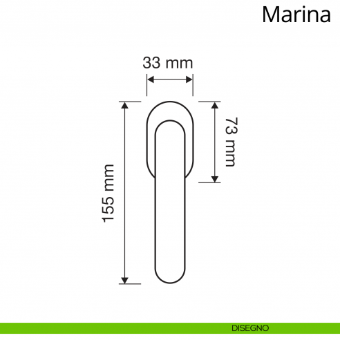 Maniglia per finestra martellina DK antintrusione Marina Linea Calì disegno
