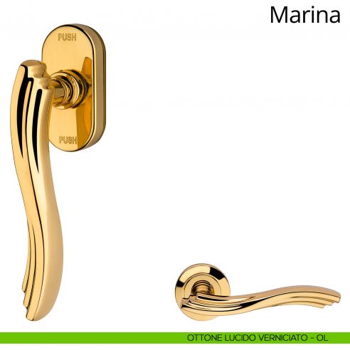 Maniglia per finestra martellina DK antintrusione Marina Linea Calì ottone lucido verniciato