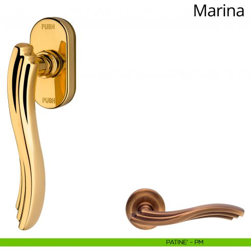 Maniglia per finestra martellina DK antintrusione Marina Linea Calì patinè