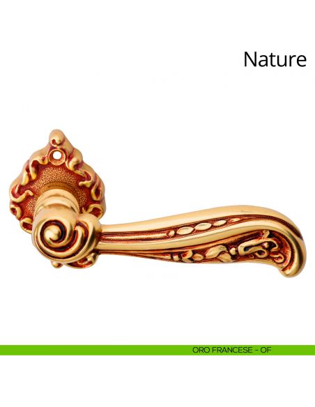 Maniglia per porta interna Nature Linea Calì con rosetta artistica oro francese