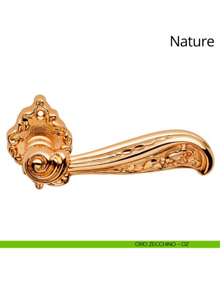 Maniglia per porta interna Nature Linea Calì con rosetta artistica oro zecchino